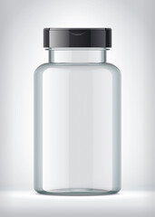 A single bottle in the neutral background