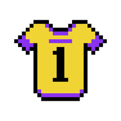 Fototapeta premium Pixel Art Sports Yellow and Purple Jersey Number 1