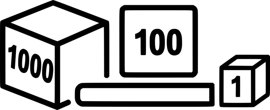 Base ten blocks outline icon vector
