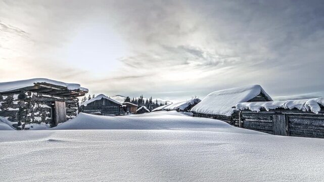 Shepherd's huts in the Carpathian mountains. Ukraine.