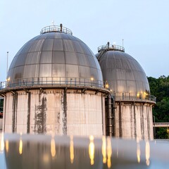 Fototapeta premium Industrial storage tanks at a facility