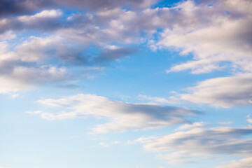 Autumn evening sky, summer morning clouds on blue sky