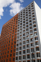 Fototapeta premium Facades of houses in the new microdistrict called Buninskie Lugy (