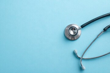 Stethoscope on light blue background (4)