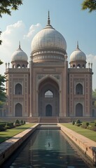 Ancient palace with glass dome portrait 
