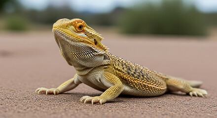 Fototapeta premium Bearded Dragon Basking in the Sun.