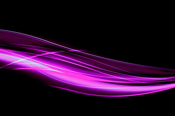 Abstract purple light waves on black background