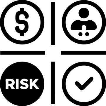 Financial risk management icons money person risk checkmark symbol for business strategy planning success