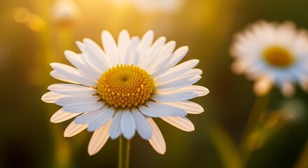Obraz premium Bright Daisy Flower Bathed in Golden Sunlight.