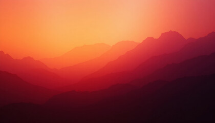Obraz premium Layered Mountain Silhouettes at Sunset – Tranquil Nature Background for Websites, Travel Ads, Meditation Apps, and Inspirational Branding