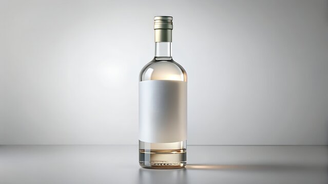 Elegant clear liquor bottle mockup for branding, ideal for vodka, gin, or tequila product shot