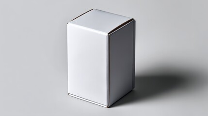 Minimalist White Cardboard Box on Gray Background
