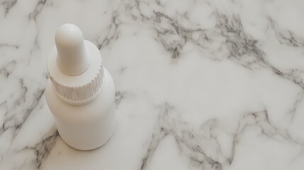 White Dropper Bottle on Marble Surface