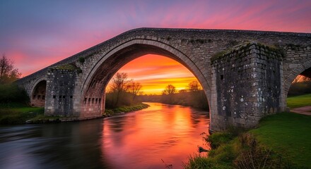 Obraz premium Balgonie Bridge at Sunset in Scotland.