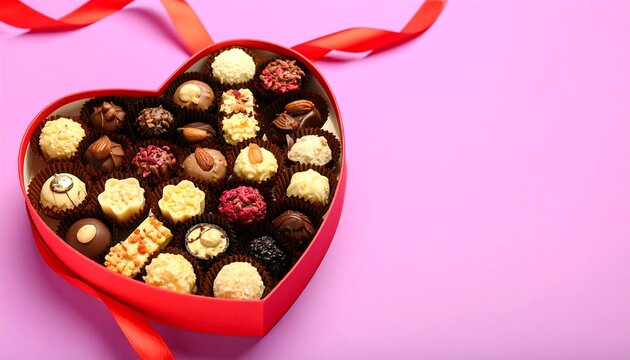 Heart-shaped box of assorted chocolates - Powered by Adobe
