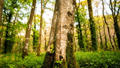 Obraz premium Forest trunk in sunlight