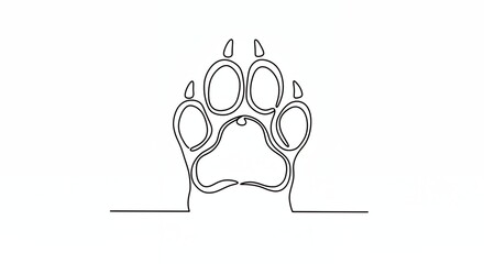 One line animal paw print illustration