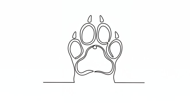 One line animal paw print illustration