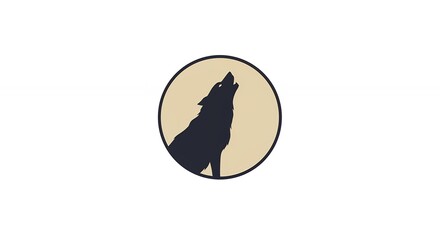 Silhouette wolf howling at moon design