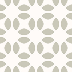 Vector geometric seamless pattern. Simple floral ornament. Abstract background with flower silhouettes, leaves, petals, smooth grid, tiles. Elegant minimal ornament in oriental style. Repeated design