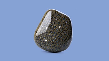 Fototapeta premium Shiny rock isolated over calm blue pastel—raw beauty with refined presentation.
