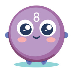 Cute eight ball cartoon character isolated on white background, a playful and adorable illustration