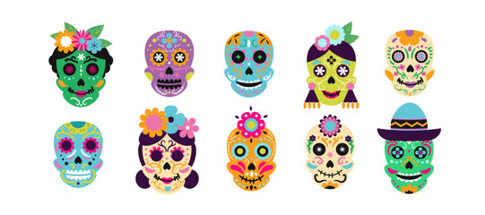 MSet of sugar skulls for Day of Dead in Mexico