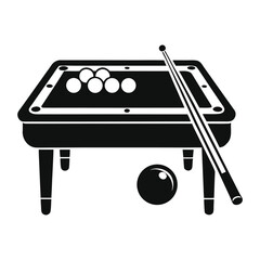 Billiard table with balls and cue isolated on white background, perfect for pool game or snooker