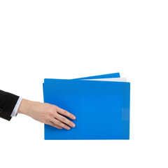 Hand Holding Blue Folder &ndash; Symbol of Clarity, Trust, and Professional Purpose