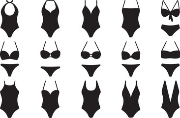 Diverse Collection of Black Swimwear Silhouettes for Women swimsuit bikini