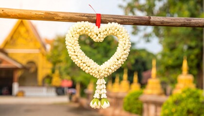 Heart-shaped jasmine garland hanging