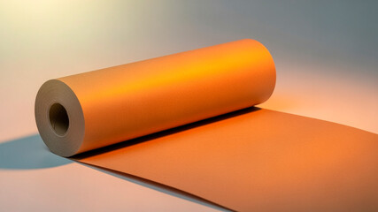 Roll of orange craft paper in soft gradient lighting