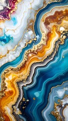 Abstract artwork showcasing vibrant colors and swirling patterns resembling natural stone formations.