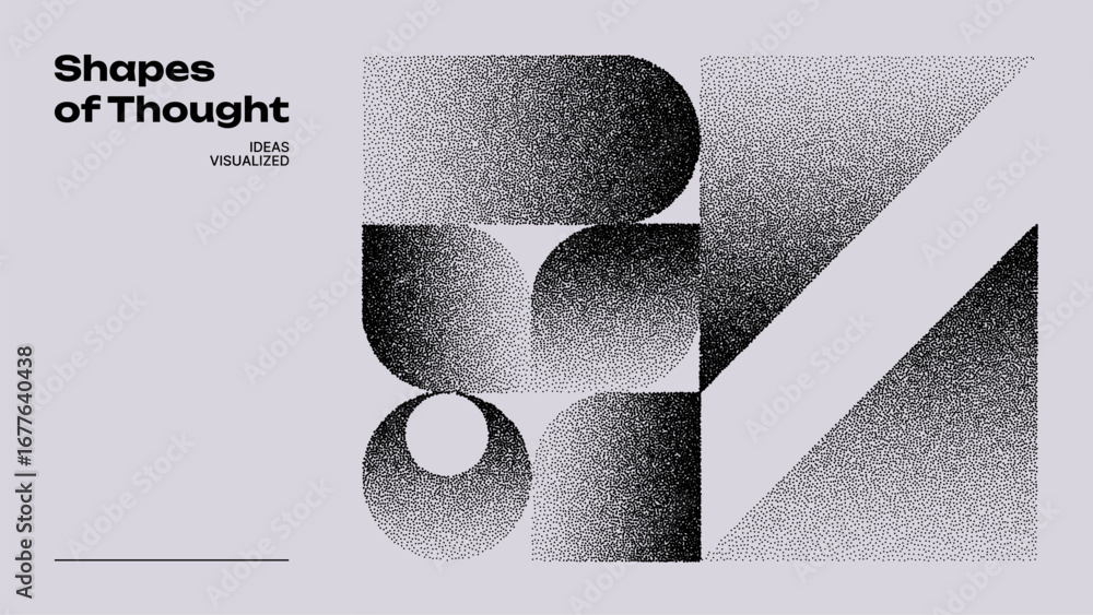 Aufkleber Abstract dot grain shapes on light background. Stipple noise pattern. Geometric gradient. Modern design for concept.