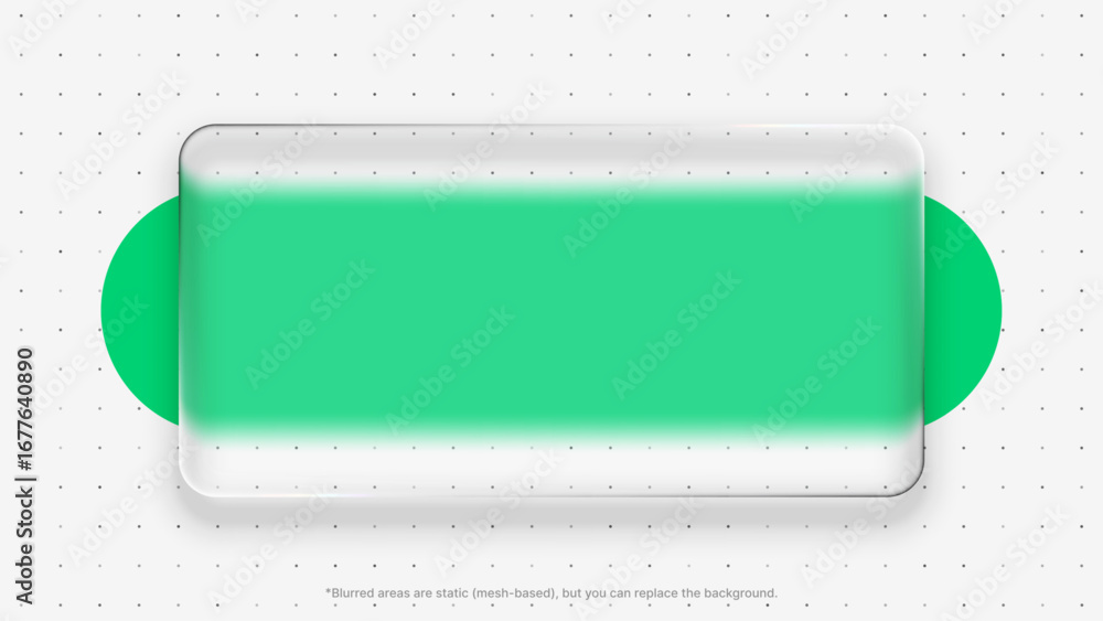 Poster green rectangle with a liquid glass morphism effect. modern trendy ui design element for user interf