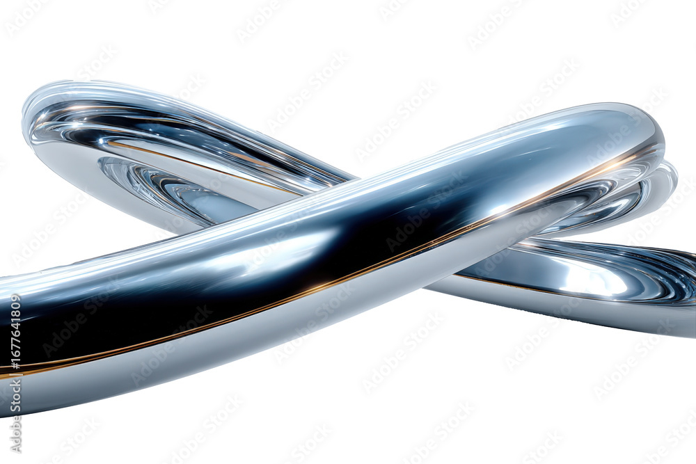 Poster shiny liquid chrome vortex floating above transparent background