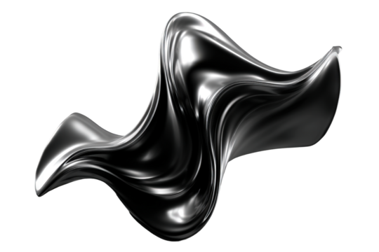 Abstract fluid metal grid with dynamic motion on transparent background