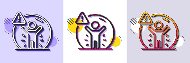 Social distance line icon. Halftone dotted pattern. Gradient icon with grain shadow. People isolation sign. Prevention rules symbol. Line social distance icon. Various designs. Vector