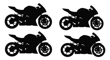 Obraz premium Four Black Motorcycle Silhouettes Arranged in a Grid Pattern on White