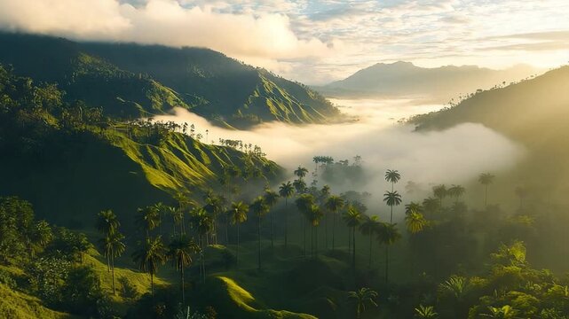 salento cocora valley misty morning colombian landscape video timelapse