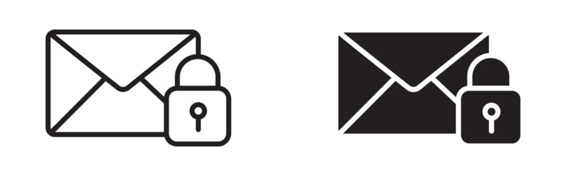 Message or email Lock icon set. Email security key icon flat illustration set. cyber security.