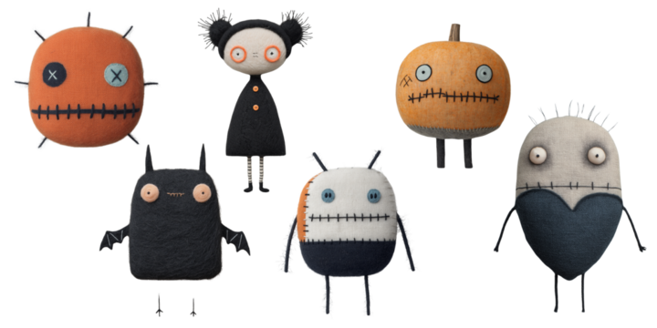 Adorable Halloween Monsters Display Quirky Handmade Features
Playful Fabric Creatures Celebrate Festive Autumn Traditions