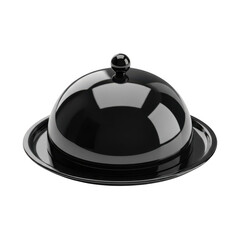 Shiny silver dome cloche isolated on transparent background