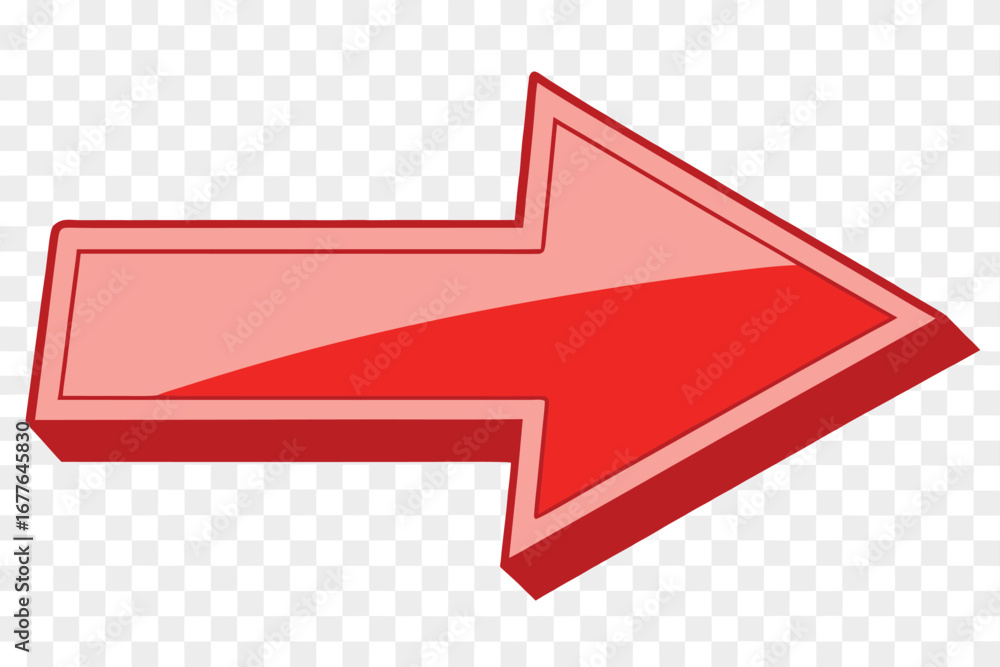 Aufkleber bold red arrow pointing right with glossy effect and 3d design indicating direction forward guidance