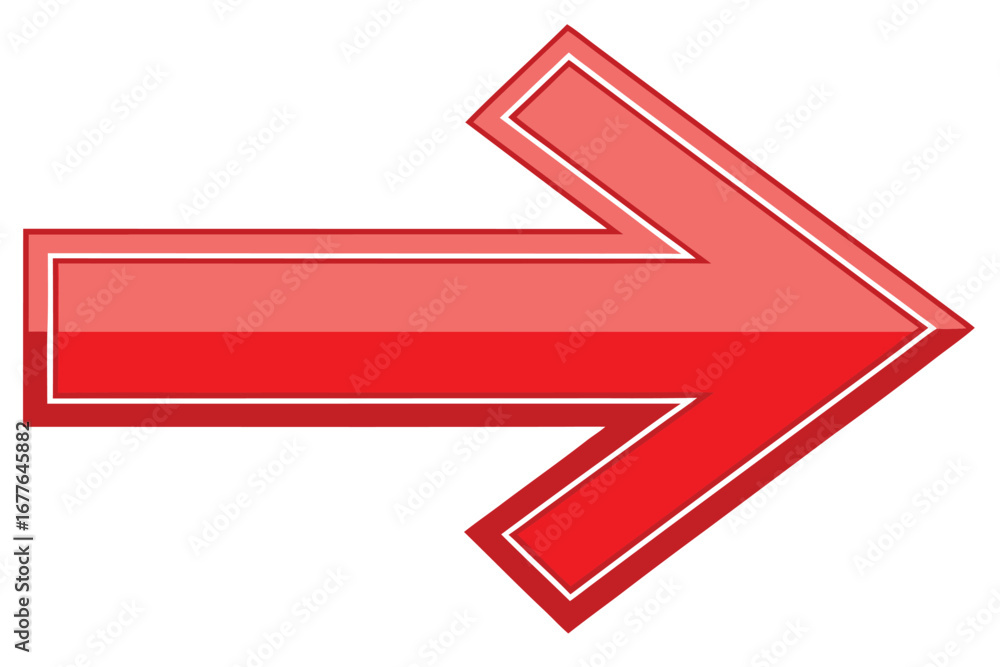 Poster bold red arrow pointing right with white outline symbolizing direction and forward movement design c