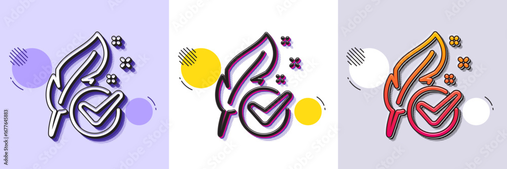 Aufkleber hypoallergenic tested line icon. halftone dotted pattern. gradient icon with grain shadow. feather s