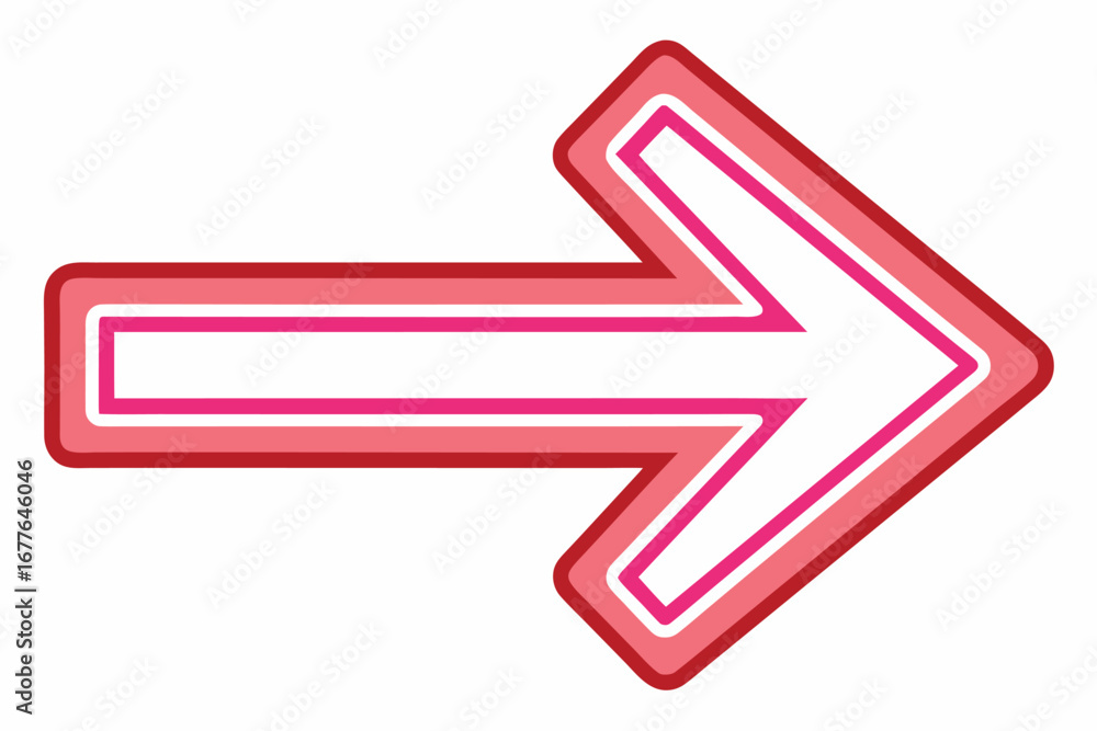 Poster bright pink arrow pointing right directional guide and navigation element for design projects