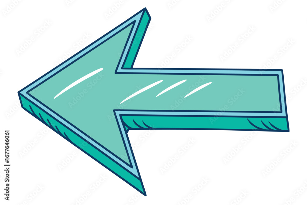 Poster cartoon arrow pointing left direction symbol guide for user interface and design concepts