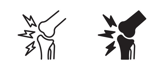 joint pain icon pack in flat and thin liner vectors graphic 