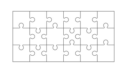 set of black geometric puzzle silhouette elements, kids puzzle game  set made of lines and shapes, jigsaw vector illustration on white background, design for card, invitation, wallpaper, poster	